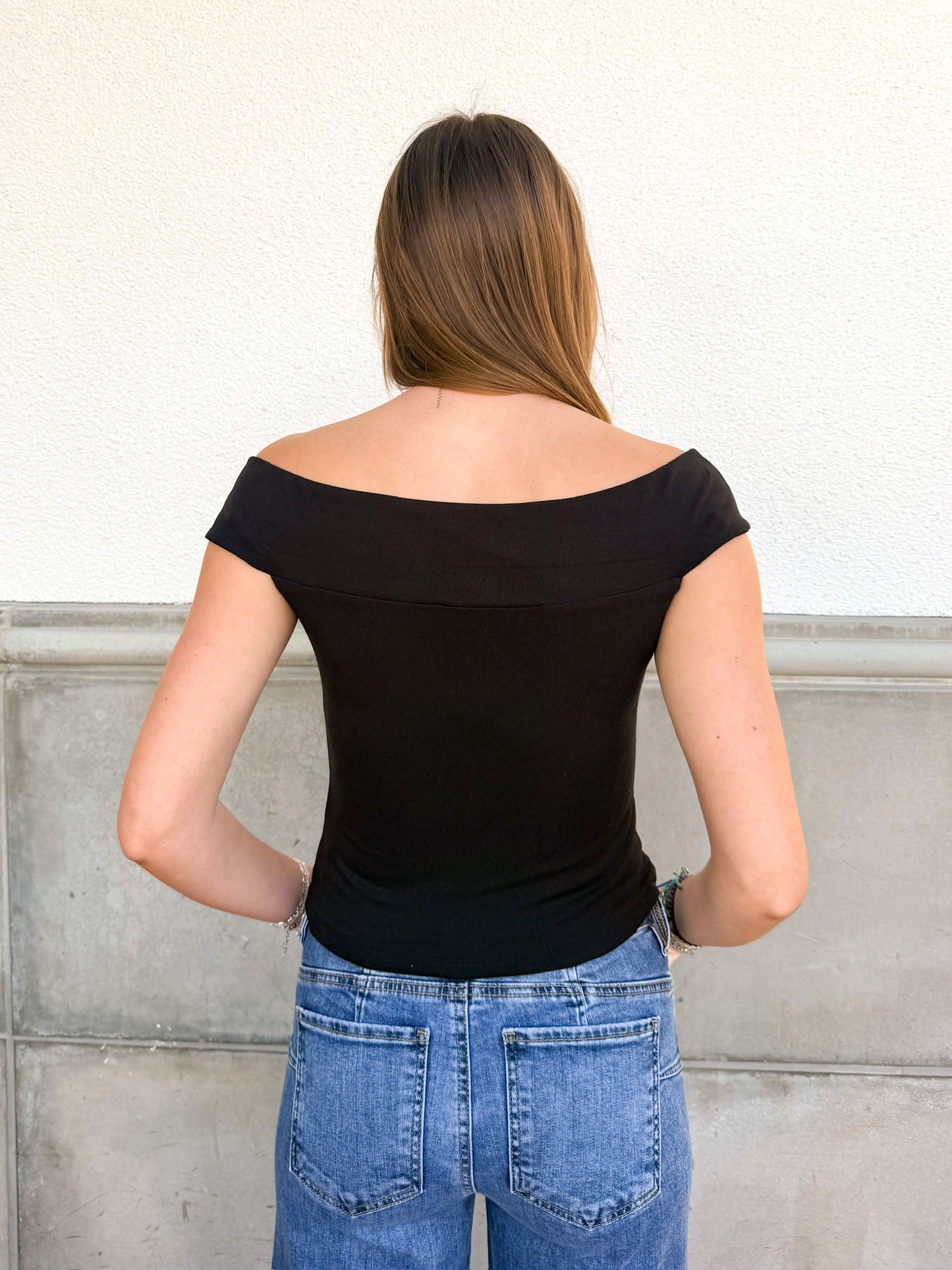 Z Supply Second Skin Off Shoulder Top - Black