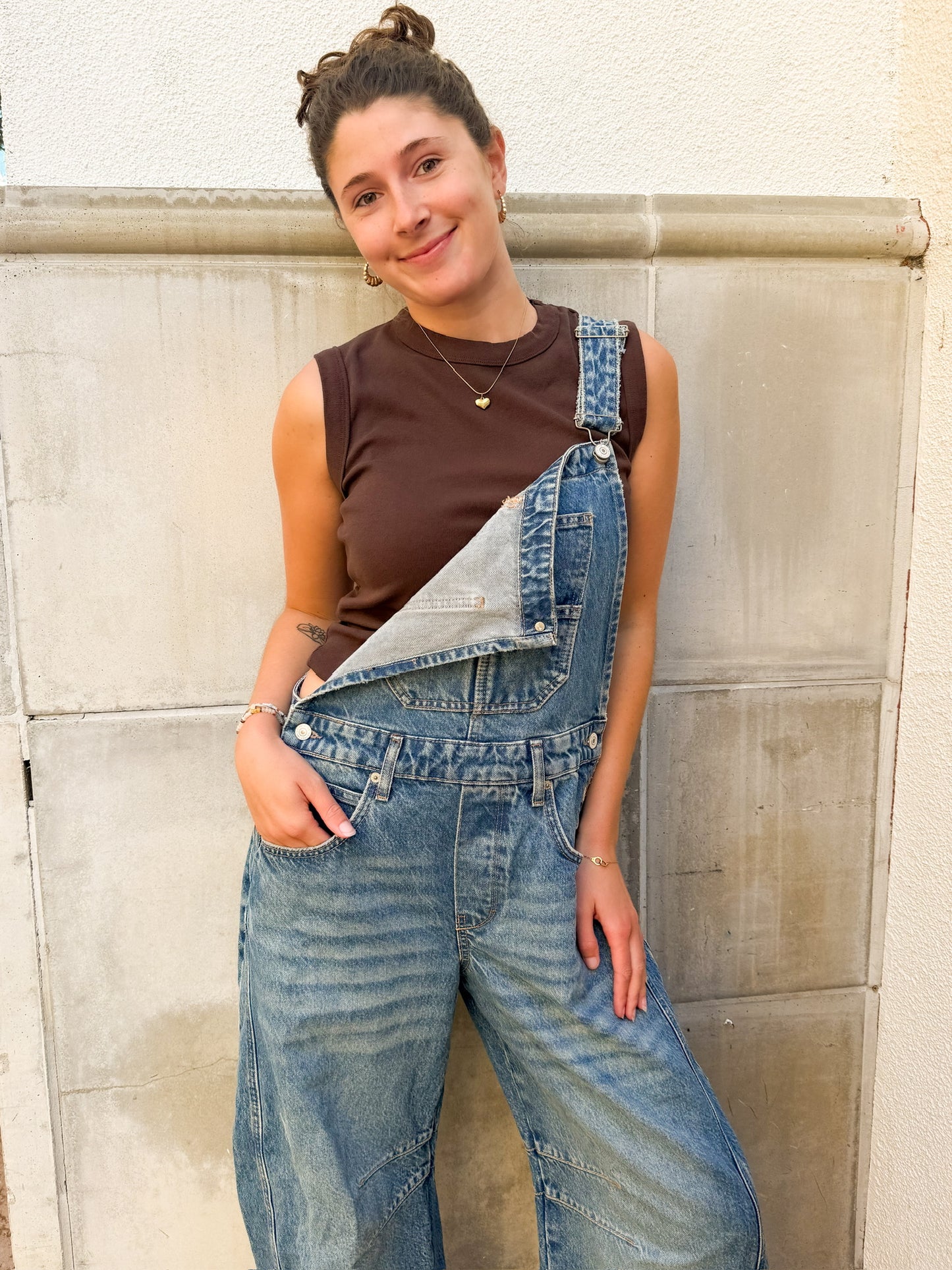 Free People Good Luck Overalls Ultra Light Beam