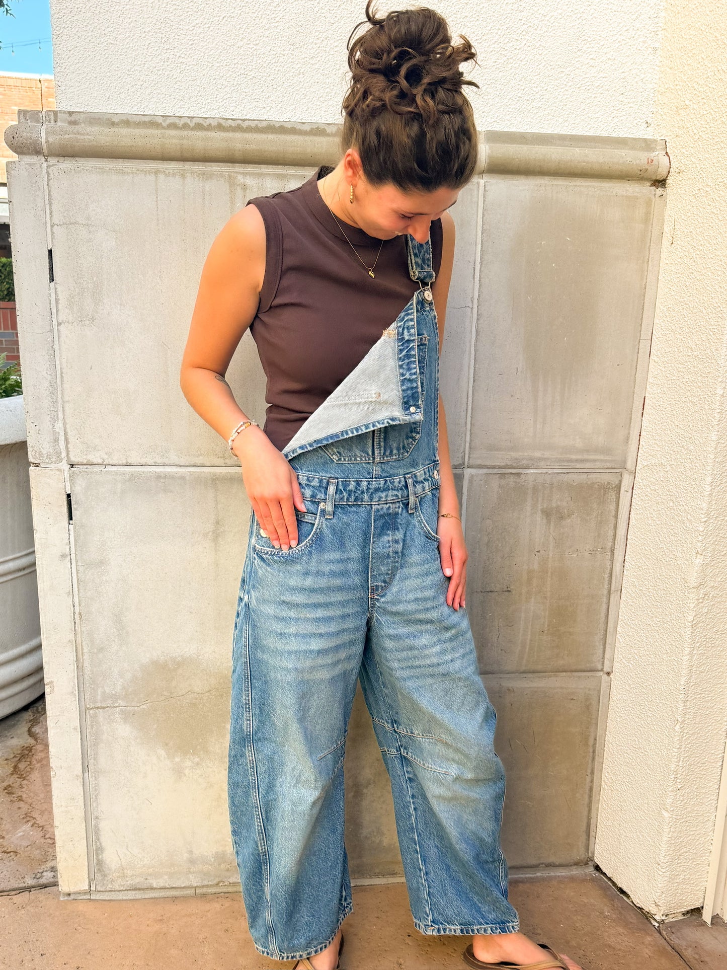 Free People Good Luck Overalls Ultra Light Beam