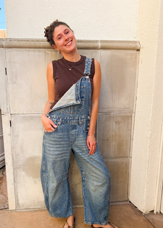Free People Good Luck Overalls Ultra Light Beam
