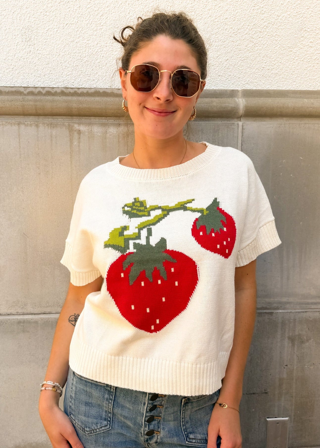 Short Sleeve Strawberry Sweater