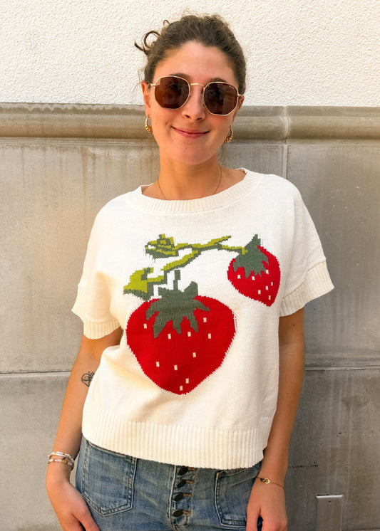 Short Sleeve Strawberry Sweater