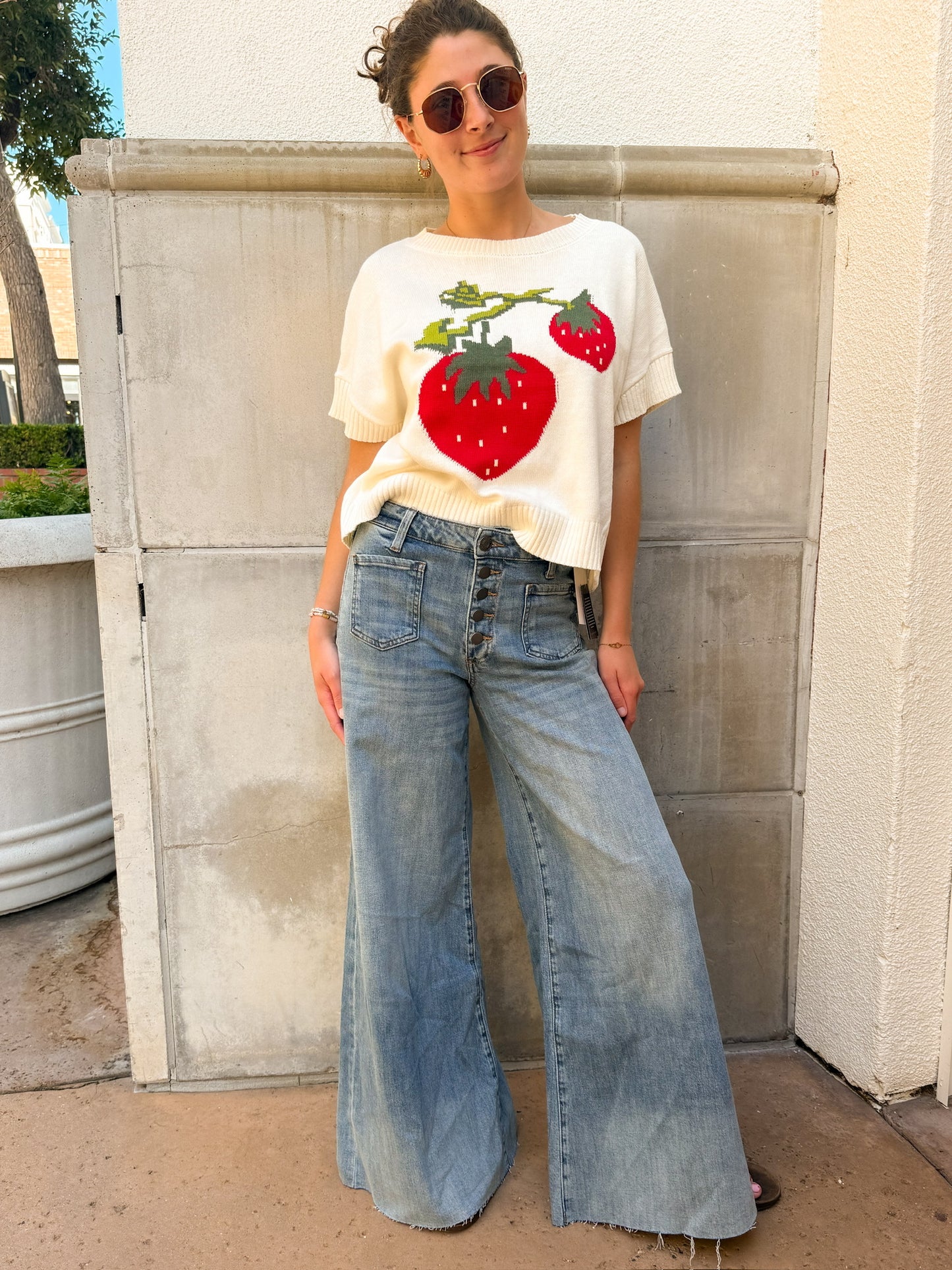 Short Sleeve Strawberry Sweater