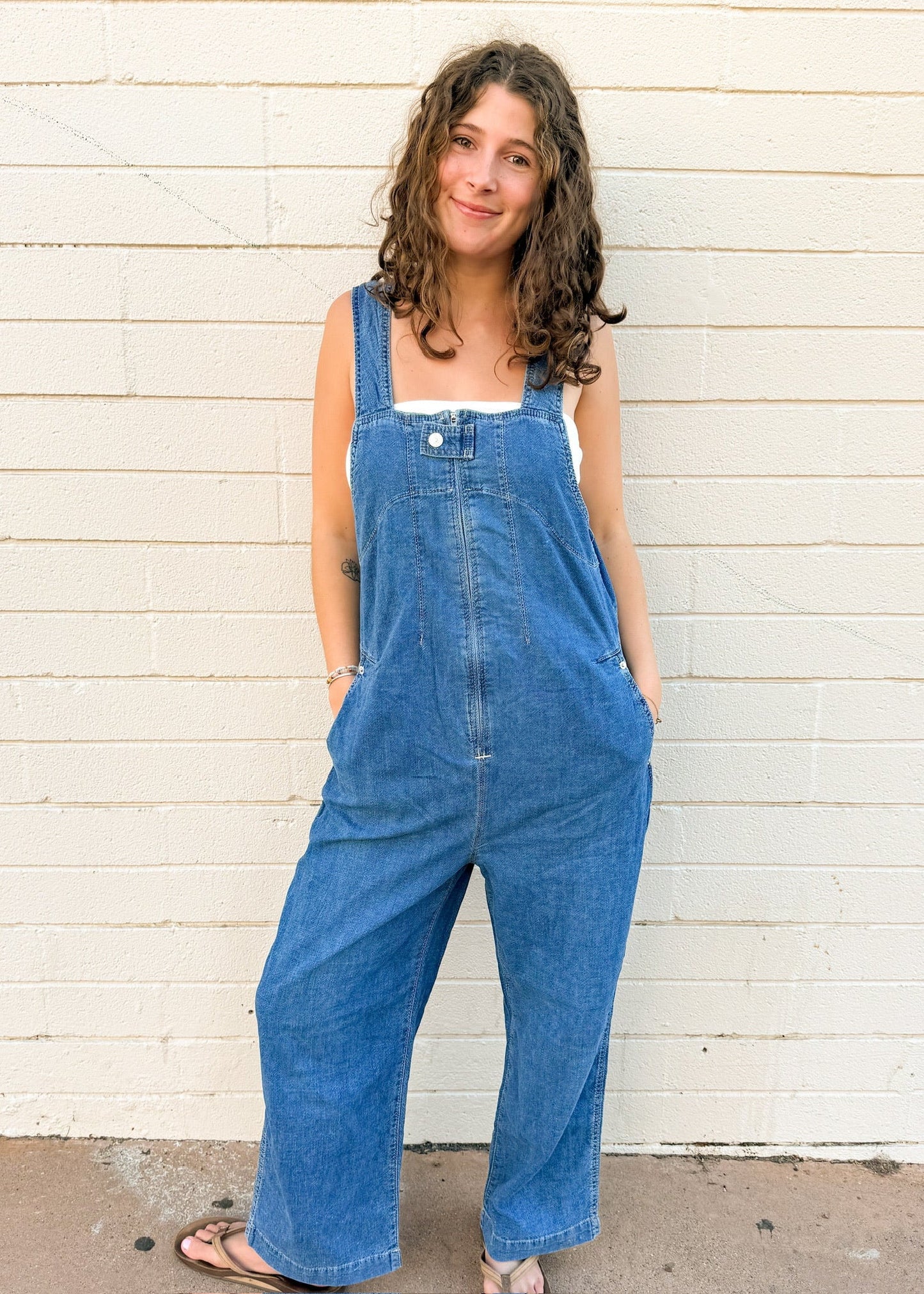 Free People Jude Mid Indigo Jumpsuit