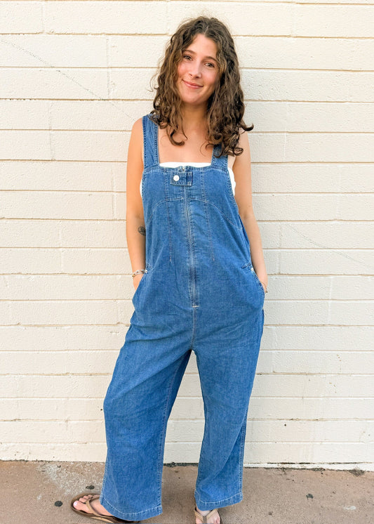 Free People Jude Mid Indigo Jumpsuit