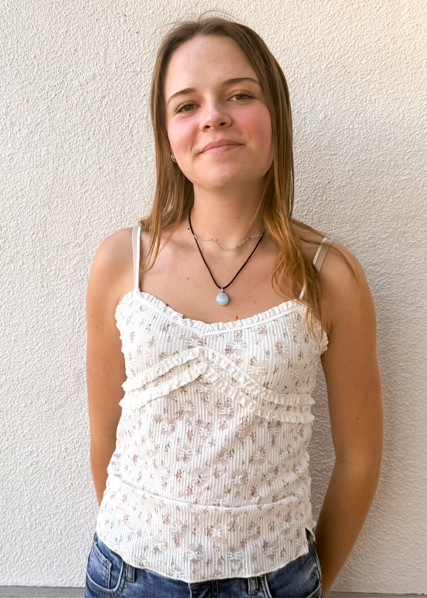 Floral Lace Detail Cami Ivory