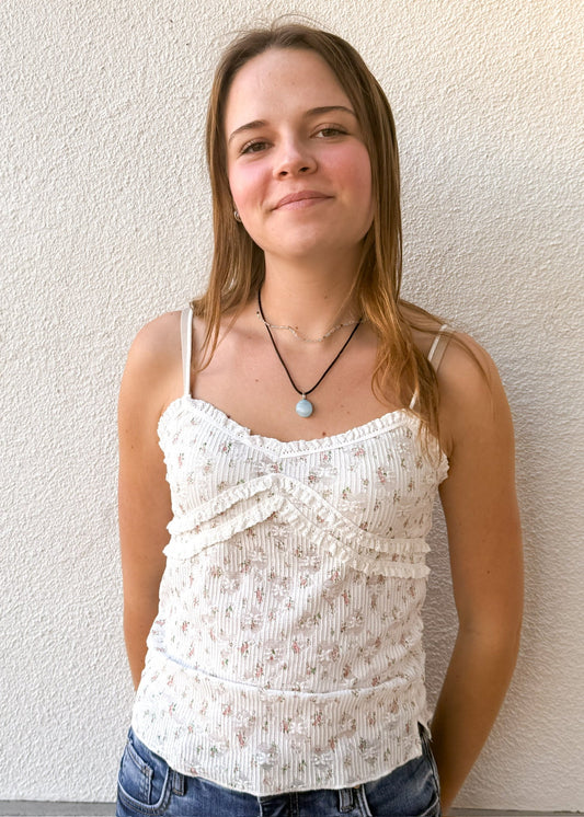 Floral Lace Detail Cami Ivory