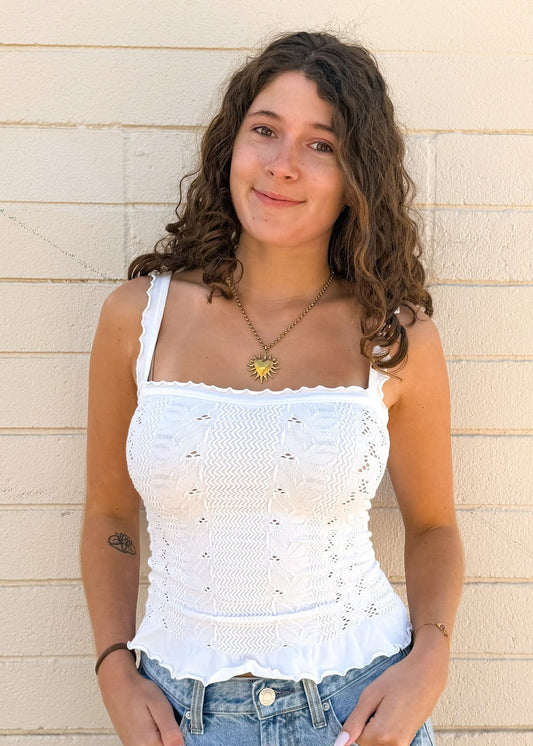Free People So Soft Femme Square Tank-Ivory