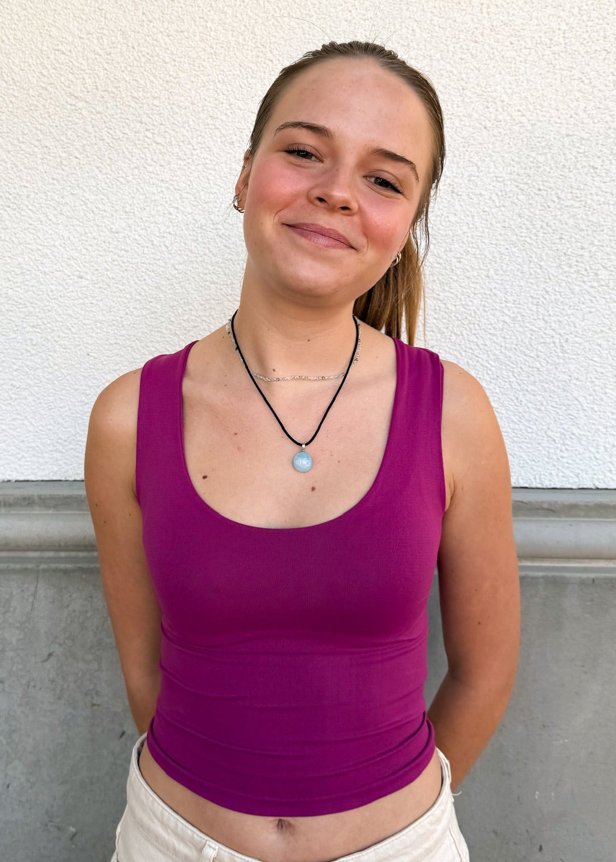 Free People Clean Lines Muscle Cami-Mulberry