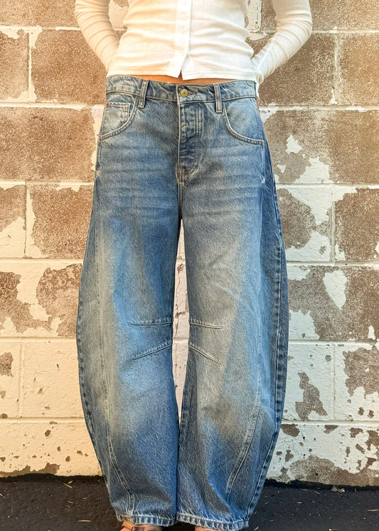 Free People Good Luck Mid Rise Barrel - OB1697499 - Ultra Light Beam