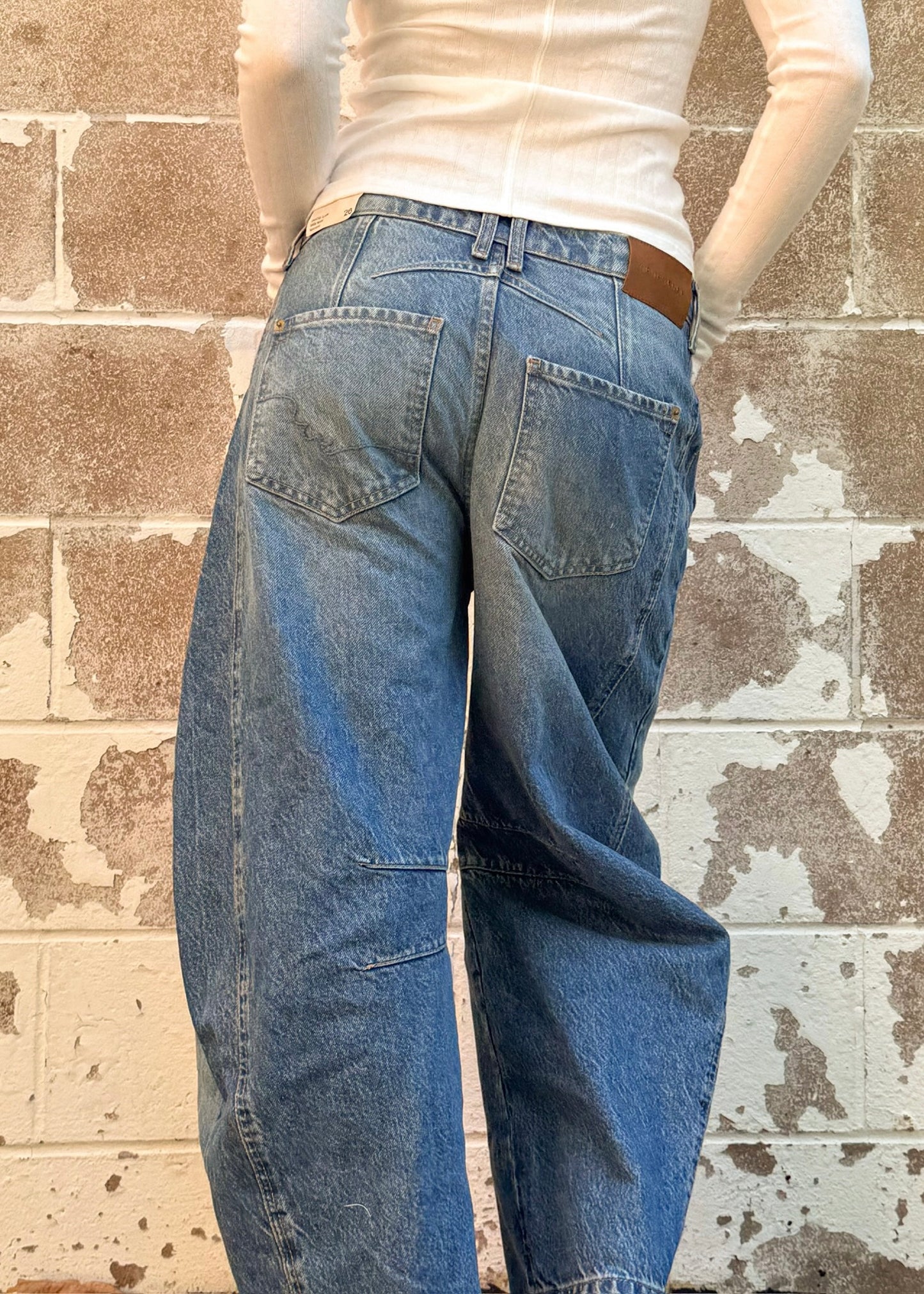 Free People Good Luck Mid Rise Barrel - OB1697499 - Ultra Light Beam