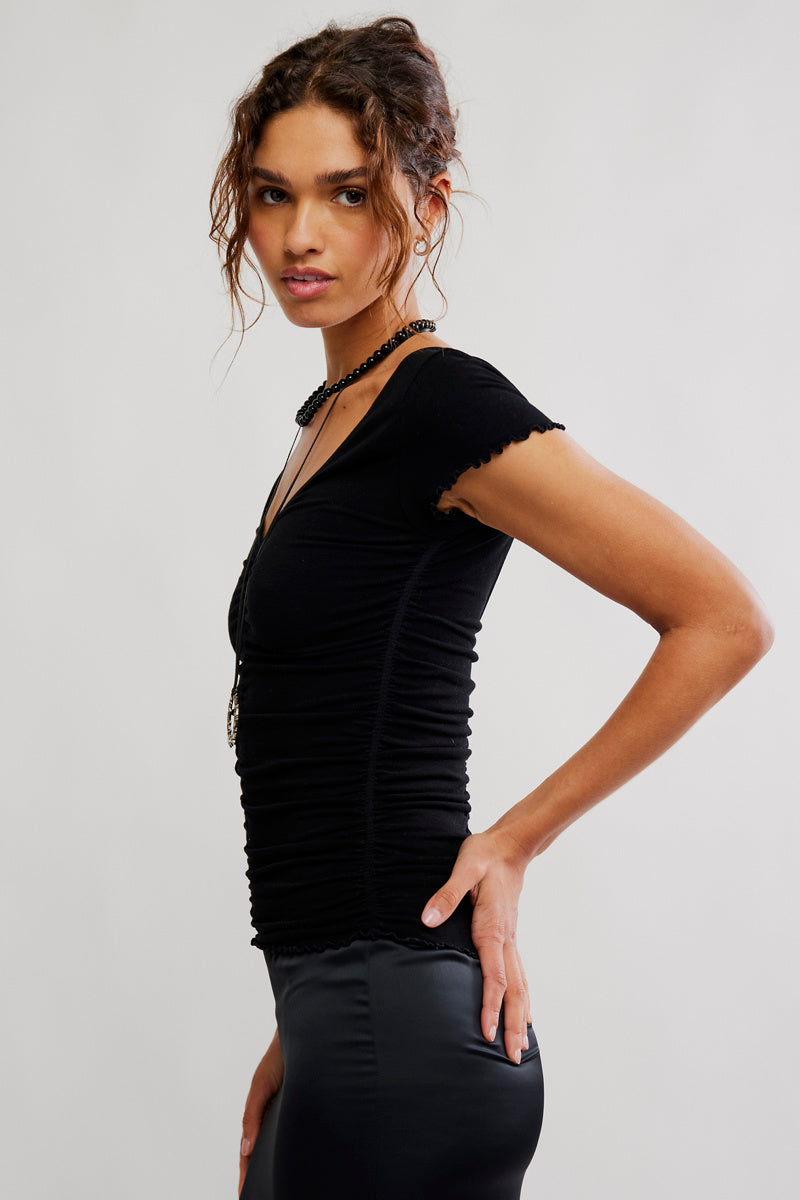 Free People Little Extra Tee - Black, side view