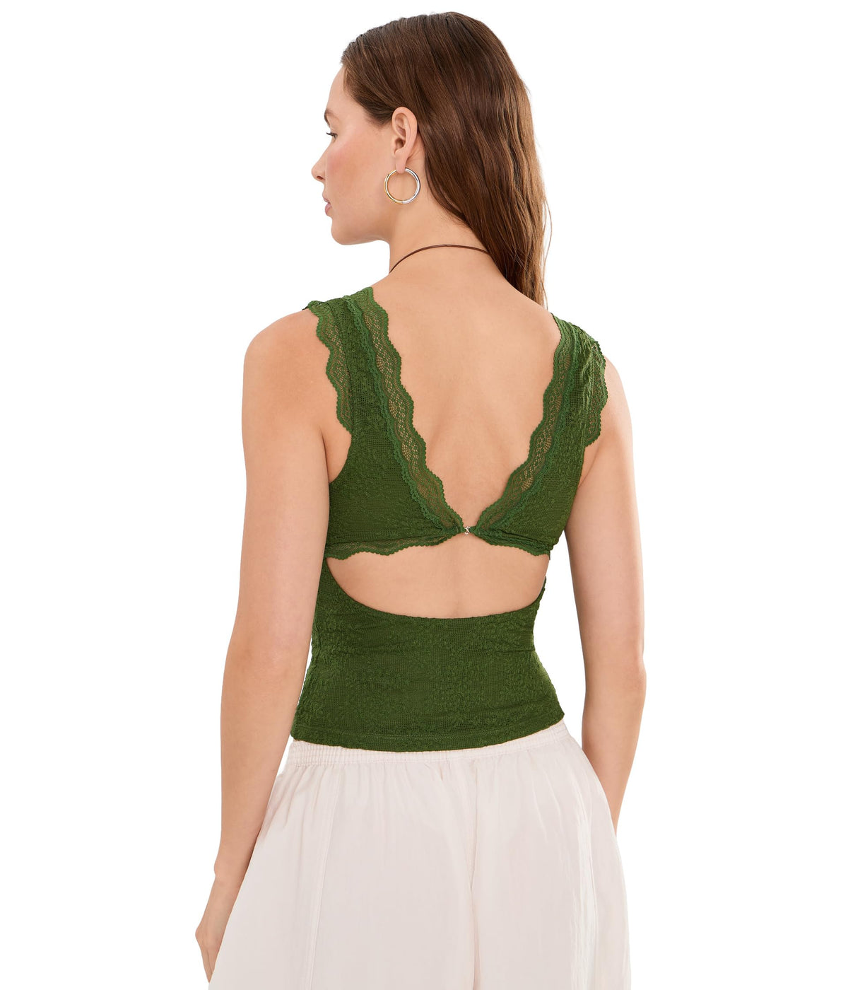 Free People Loved You First Lace Cami - Forest Fairy, open-back view