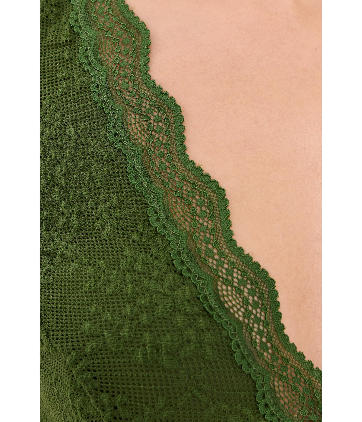 Free People Loved You First Lace Cami - Forest Fairy, scalloped lace detail