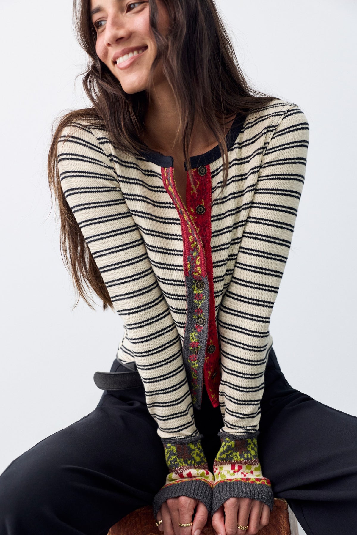 Free People Noa Cardi - Tea Combo, front view