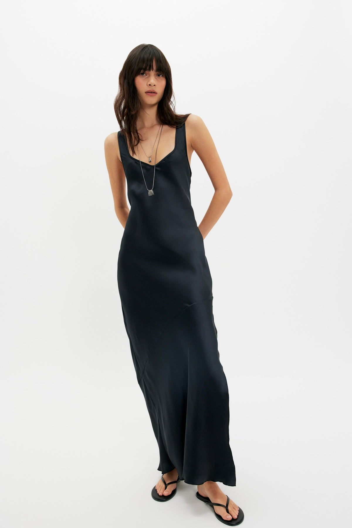 Free People Simply the Best Maxi Slip Dress - Black, front view