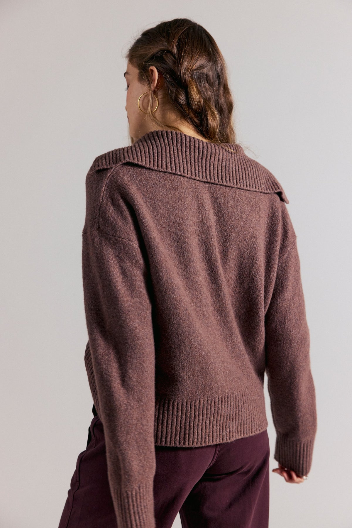 Free People Trading Up Polo - Enchanted Oak Melange, back view