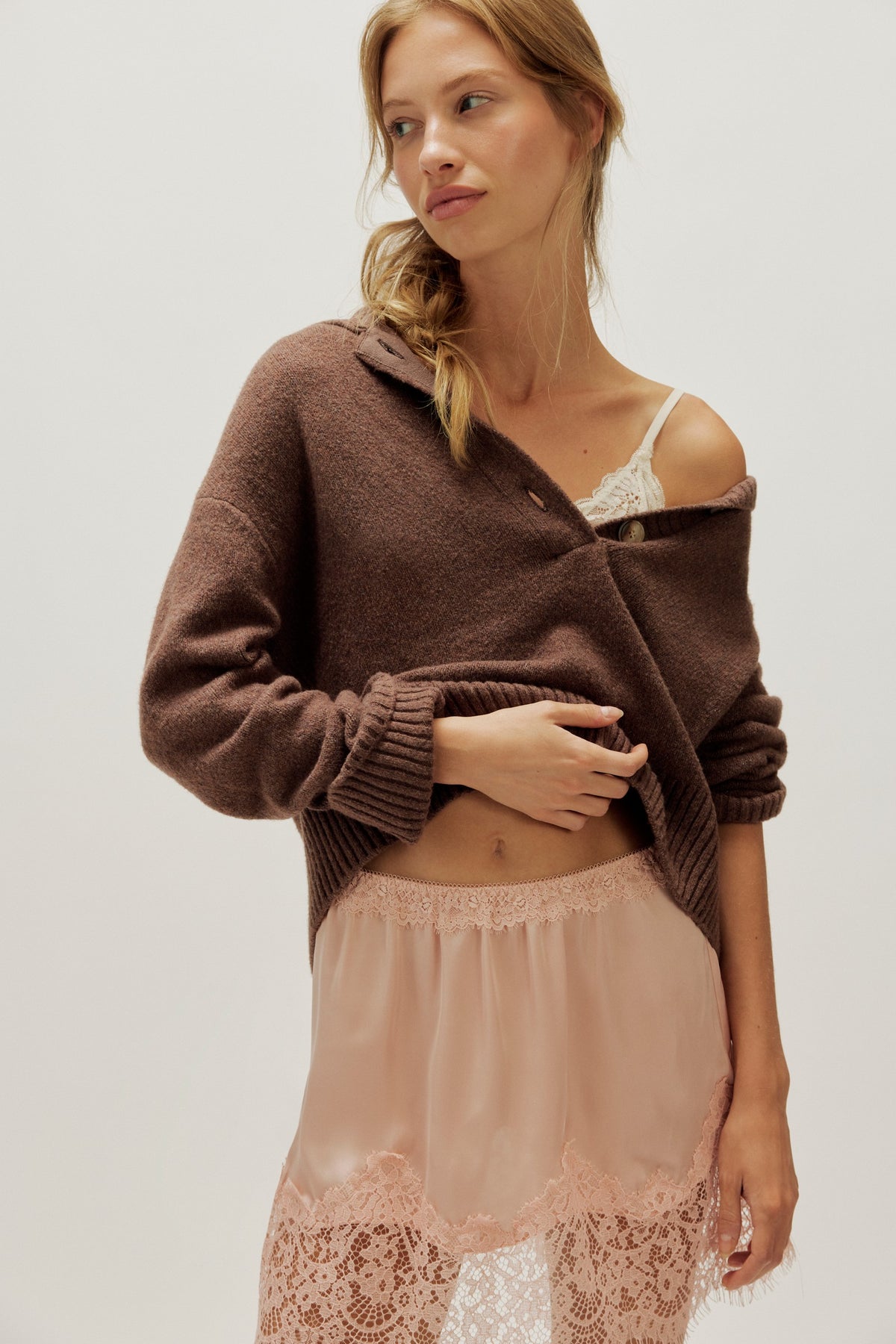 Free People Trading Up Polo - Enchanted Oak Melange, alternate styling view