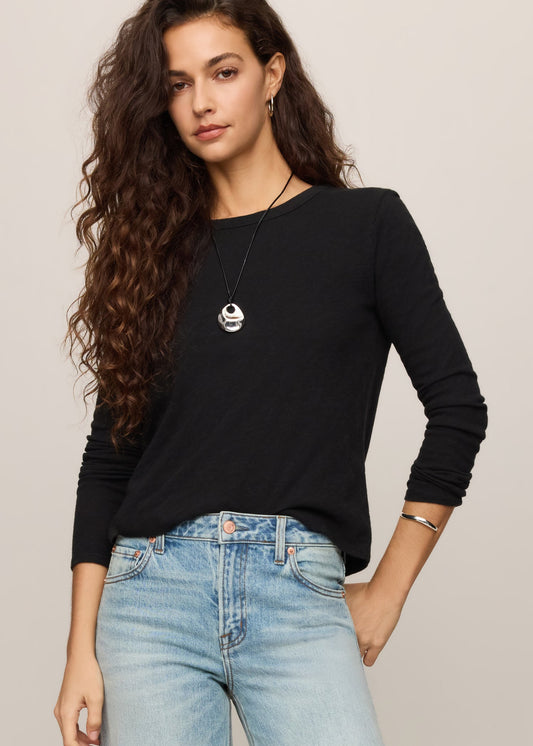 Z Supply Junie Long Sleeve Tee in Black, front view