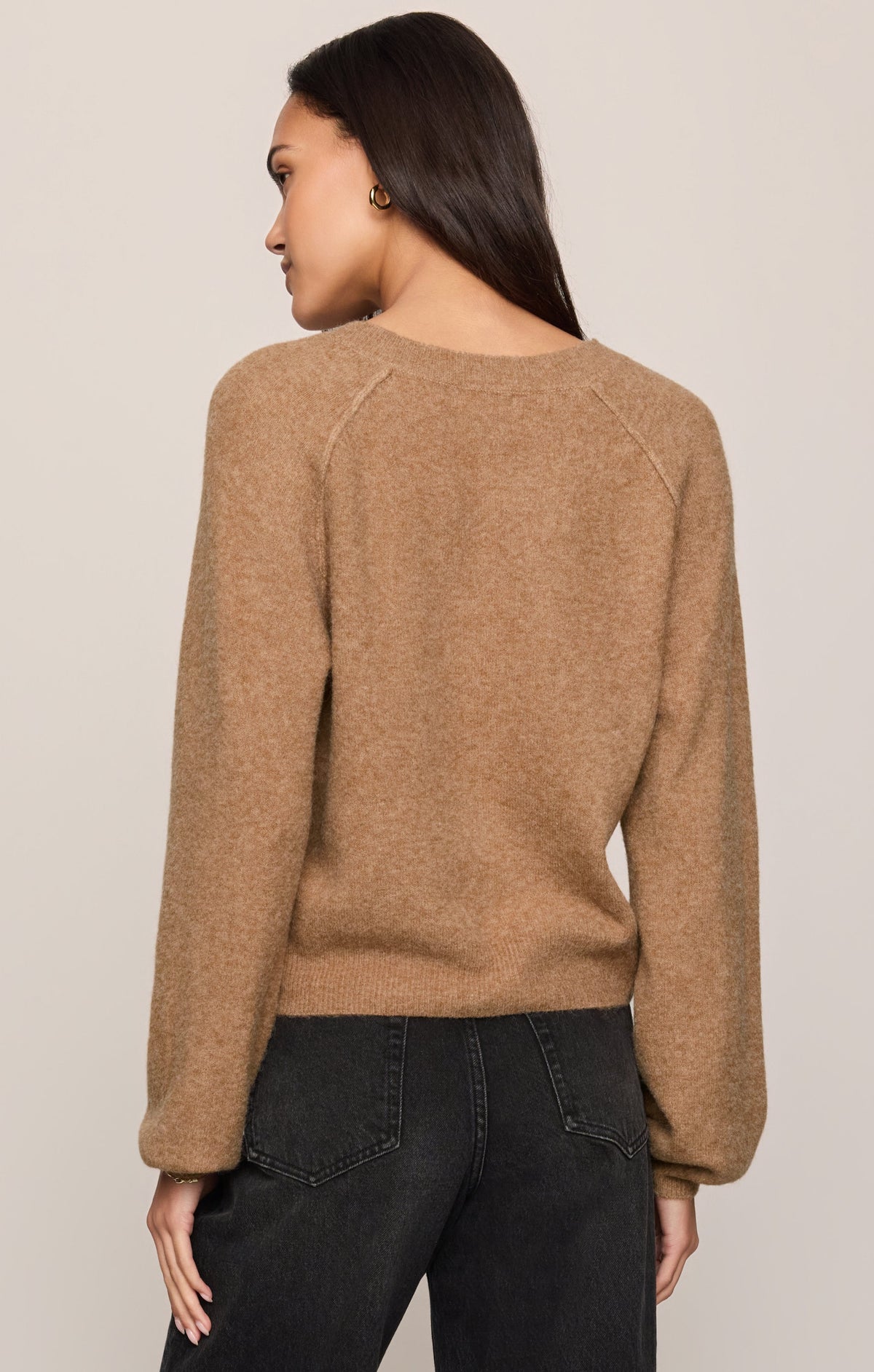 Z Supply Westmont Henley Sweater in Golden Caramel, back view