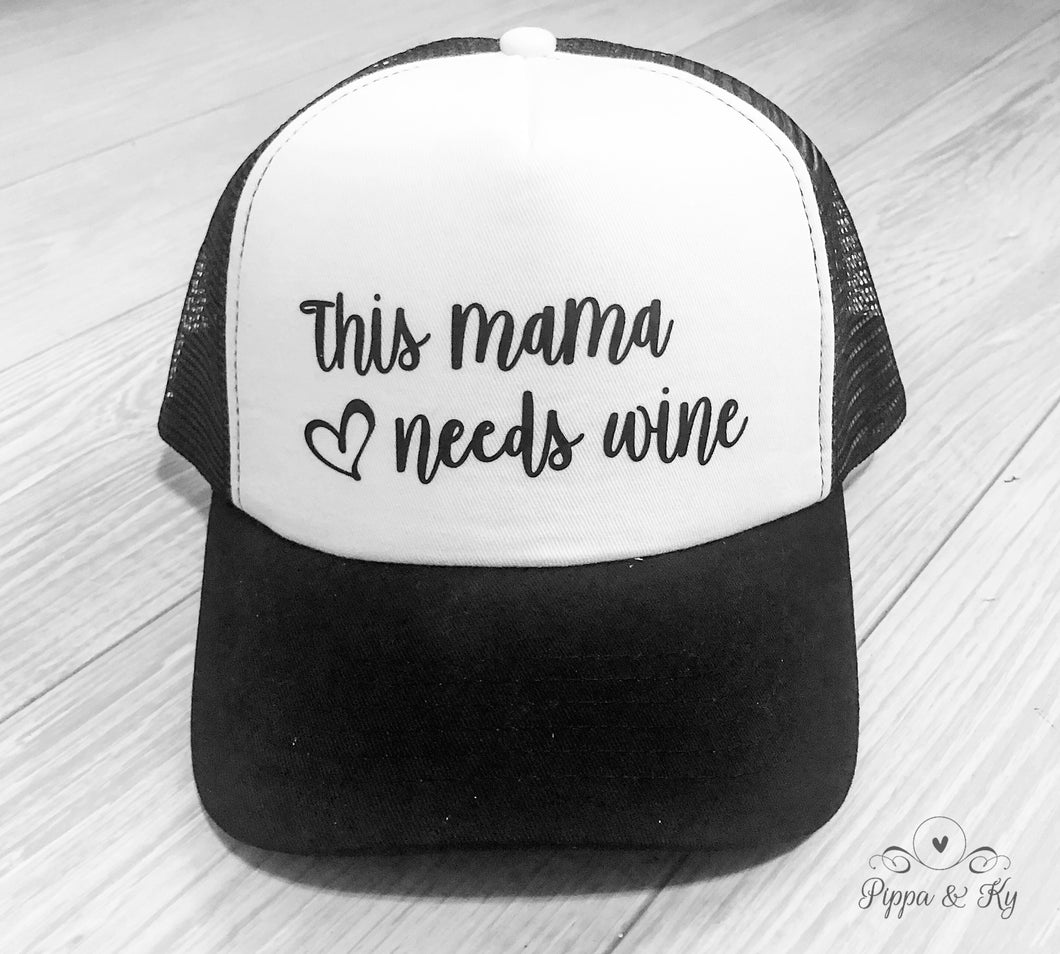 Mama Needs Wine Trucker Hat Front